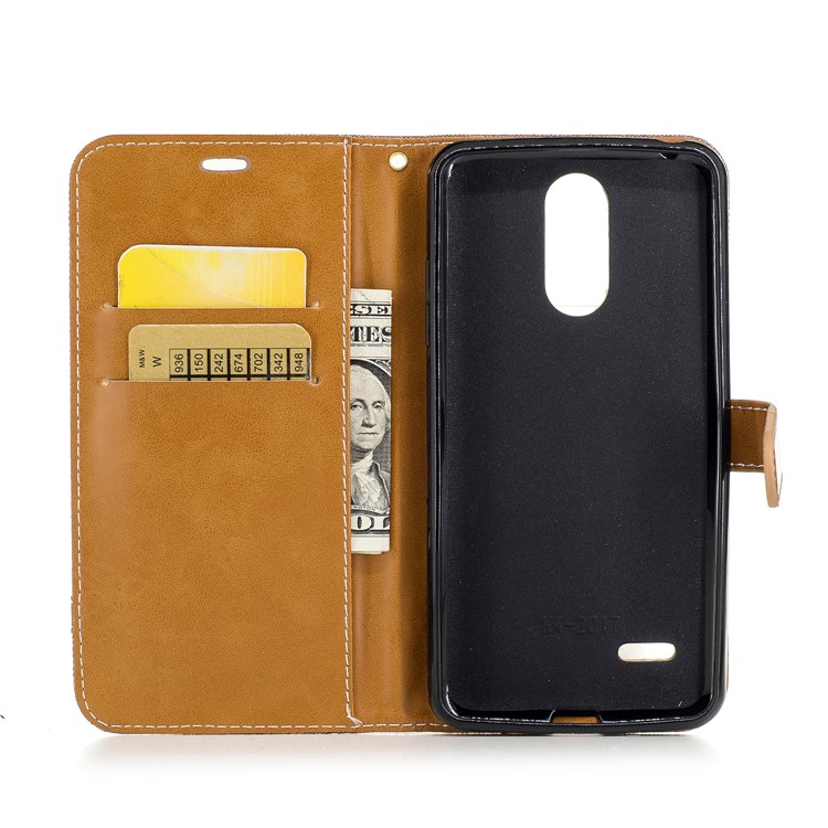 Jean Cloth Texture Leather Card Slots Cover for LG K4 (2017) EU Version - Khaki-8