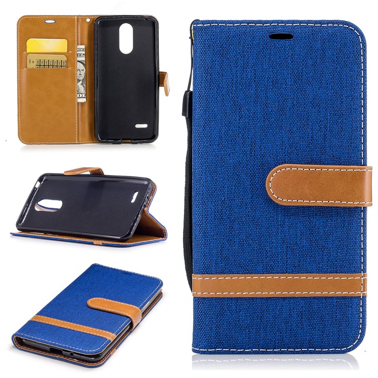 Jean Cloth Texture Leather Card Slots Phone Case for LG K4 (2017) EU Version - Baby Blue-1