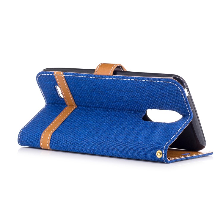Jean Cloth Texture Leather Card Slots Phone Case for LG K4 (2017) EU Version - Baby Blue-4