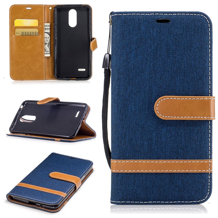 Jean Cloth Texture Leather Card Slots Phone Shell for LG K4 (2017) EU Version - Purple-1