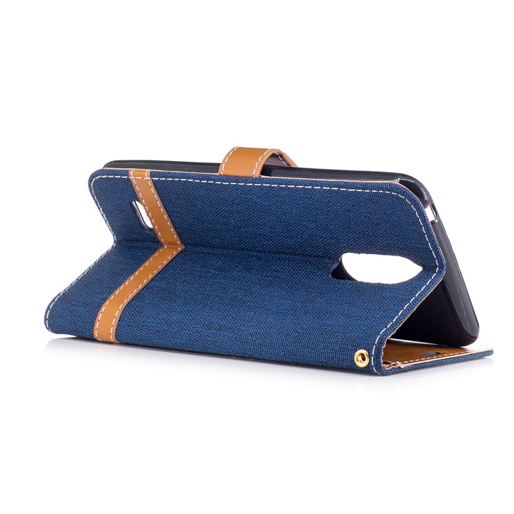 Jean Cloth Texture Leather Card Slots Phone Shell for LG K4 (2017) EU Version - Purple-4