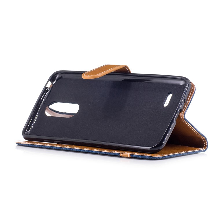 Jean Cloth Texture Leather Card Slots Phone Shell for LG K4 (2017) EU Version - Purple-5