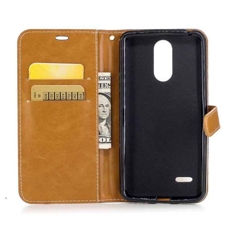 Jean Cloth Texture Leather Card Slots Phone Shell for LG K4 (2017) EU Version - Purple-8