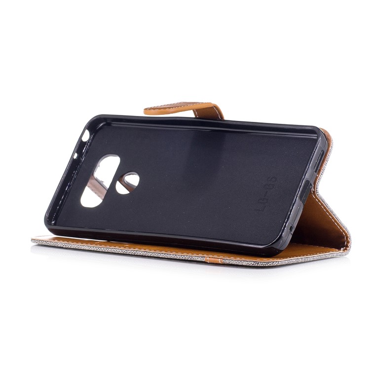 Contrast Color Jean Cloth PU Leather Card Holder Stand Case Cover for LG G6 - Grey-5