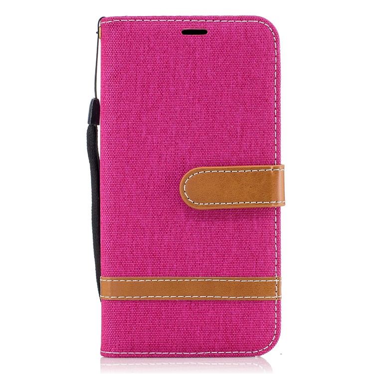 Contrast Color Jean Cloth Card Slots Leather Stand Mobile Cover for LG G6 - Rose-2