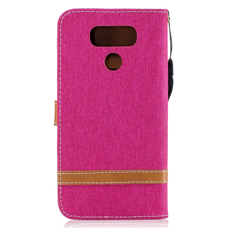 Contrast Color Jean Cloth Card Slots Leather Stand Mobile Cover for LG G6 - Rose-3