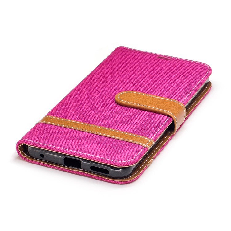 Contrast Color Jean Cloth Card Slots Leather Stand Mobile Cover for LG G6 - Rose-6