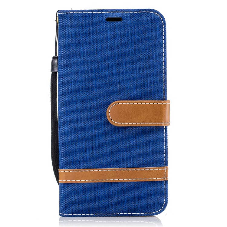 Contrast Color Jean Cloth Leather Card Holder Phone Casing for LG G6 - Baby Blue-2