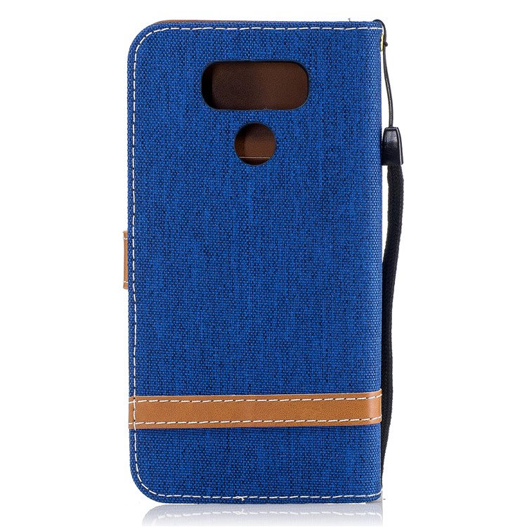 Contrast Color Jean Cloth Leather Card Holder Phone Casing for LG G6 - Baby Blue-3