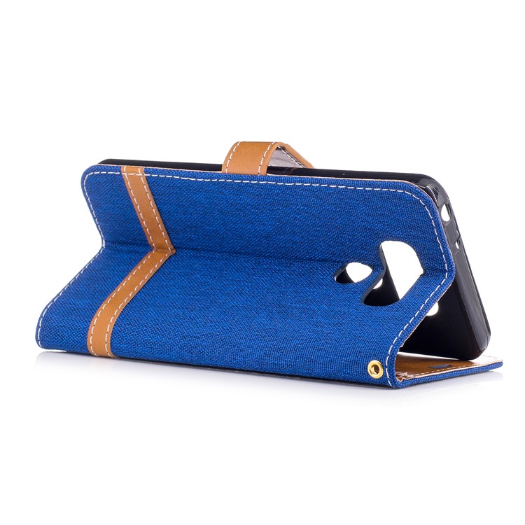 Contrast Color Jean Cloth Leather Card Holder Phone Casing for LG G6 - Baby Blue-4