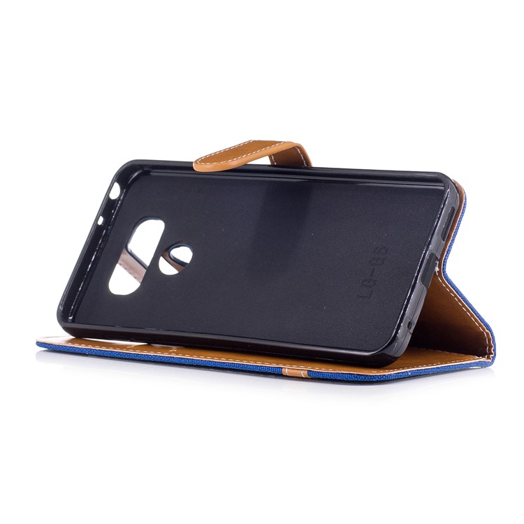Contrast Color Jean Cloth Leather Card Holder Phone Casing for LG G6 - Baby Blue-5