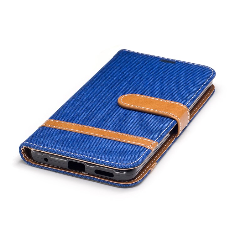 Contrast Color Jean Cloth Leather Card Holder Phone Casing for LG G6 - Baby Blue-6