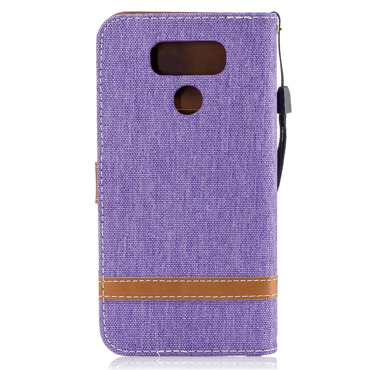 Two-tone Jean Cloth Wallet Stand Leather Phone Shell for LG G6 - Purple-3
