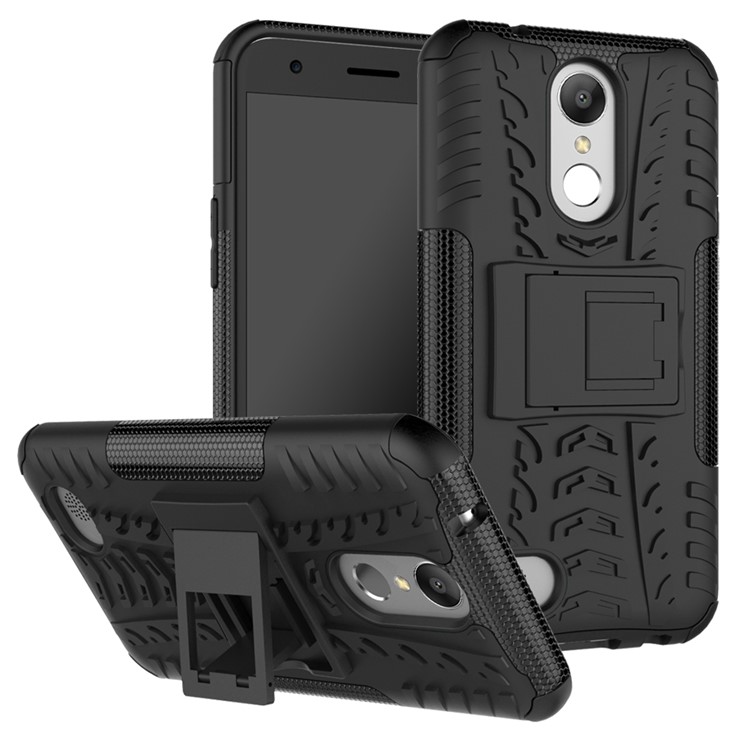 Anti-slip PC + TPU Hybrid Case Cover with Kickstand for LG K10 (2017) / LV5 - Black-1