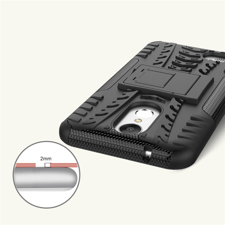 Anti-slip PC + TPU Hybrid Case Cover with Kickstand for LG K10 (2017) / LV5 - Black-10