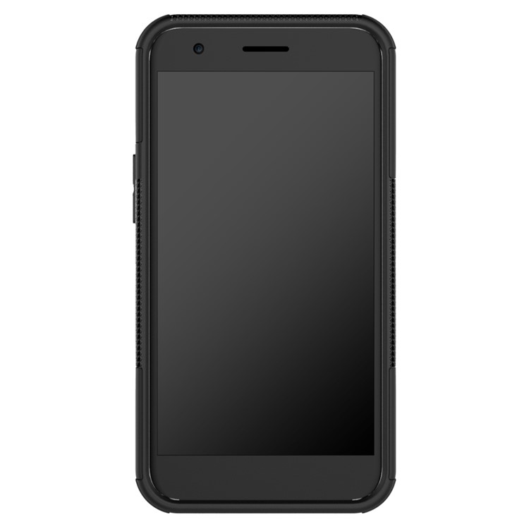 Anti-slip PC + TPU Hybrid Case Cover with Kickstand for LG K10 (2017) / LV5 - Black-3