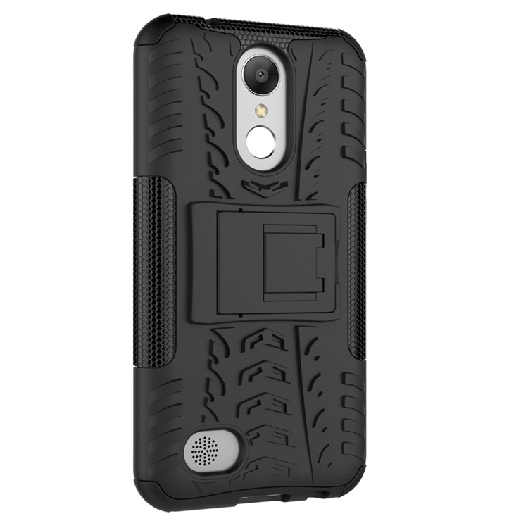 Anti-slip PC + TPU Hybrid Case Cover with Kickstand for LG K10 (2017) / LV5 - Black-4