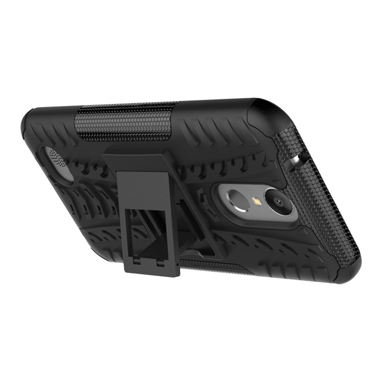 Anti-slip PC + TPU Hybrid Case Cover with Kickstand for LG K10 (2017) / LV5 - Black-6