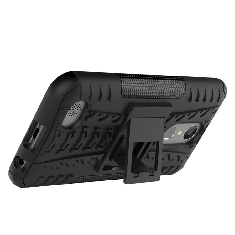 Anti-slip PC + TPU Hybrid Case Cover with Kickstand for LG K10 (2017) / LV5 - Black-7