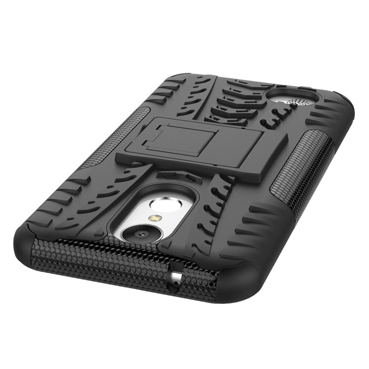 Anti-slip PC + TPU Hybrid Case Cover with Kickstand for LG K10 (2017) / LV5 - Black-8