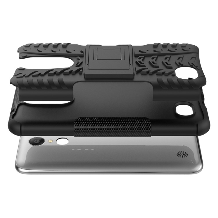 Anti-slip PC + TPU Hybrid Case Cover with Kickstand for LG K10 (2017) / LV5 - Black-9