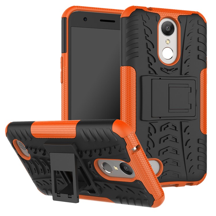 Anti-slip PC + TPU Hybrid Phone Case Shell with Kickstand for LG K10 (2017) / LV5 - Orange-1