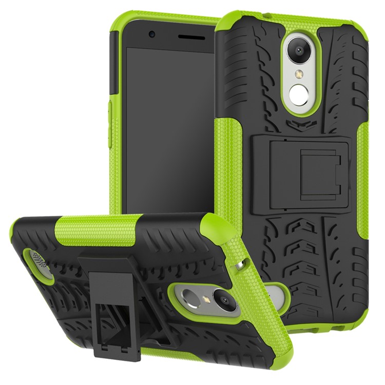 Heavy Duty Rugged PC + TPU Kickstand Phone Case for LG K10 (2017) / LV5 - Green-1