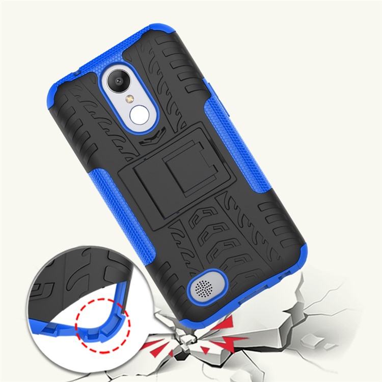 Heavy Duty Rugged PC + TPU Kickstand Phone Shell for LG K10 (2017) / LV5 - Blue-2