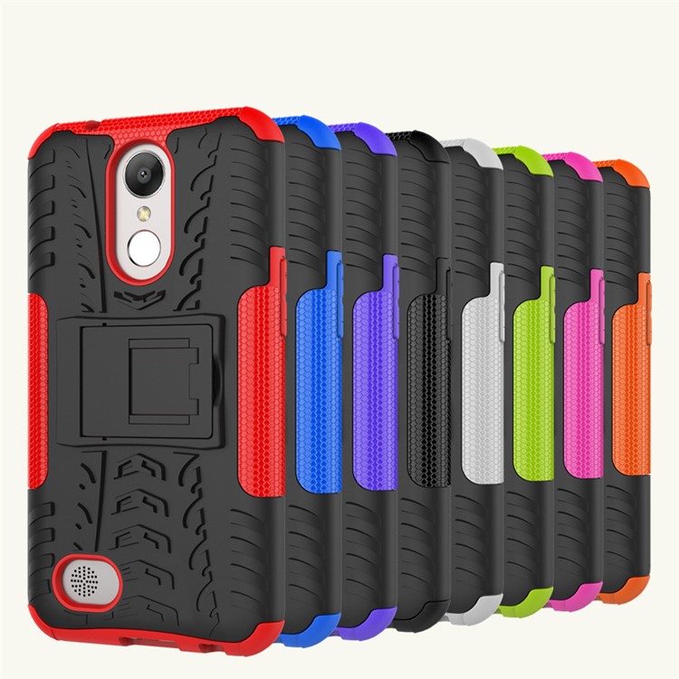 Heavy Duty Rugged PC + TPU Kickstand Phone Shell for LG K10 (2017) / LV5 - Blue-3