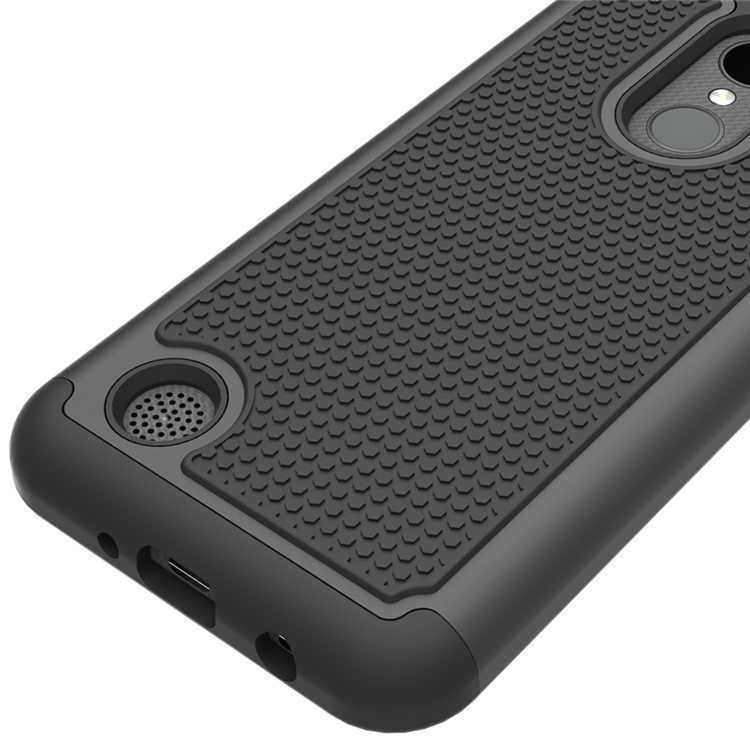 Football Grain Hybrid PC + Silicone Shield Case for LG K4 (2017) US Version - Black-3