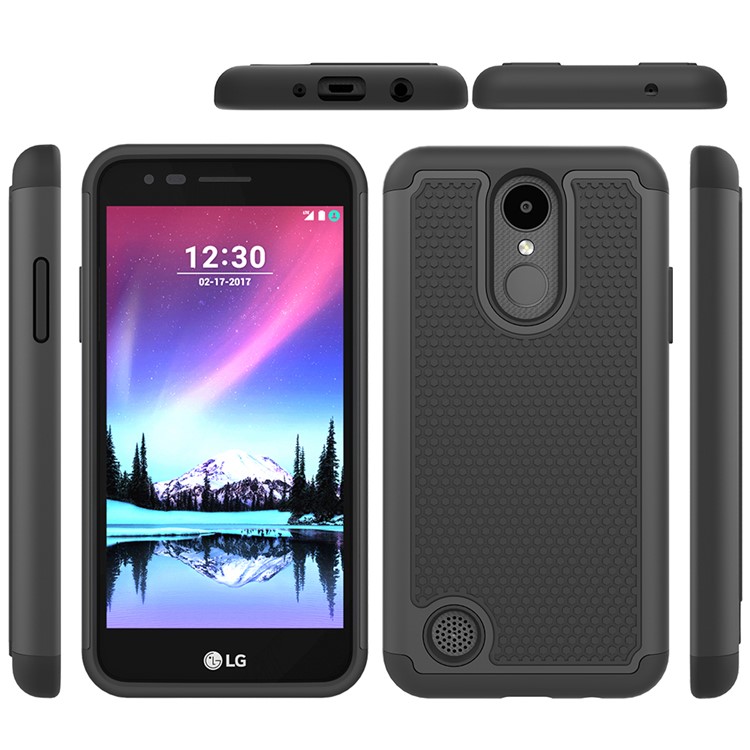 Football Grain Hybrid PC + Silicone Shield Case for LG K4 (2017) US Version - Black-5