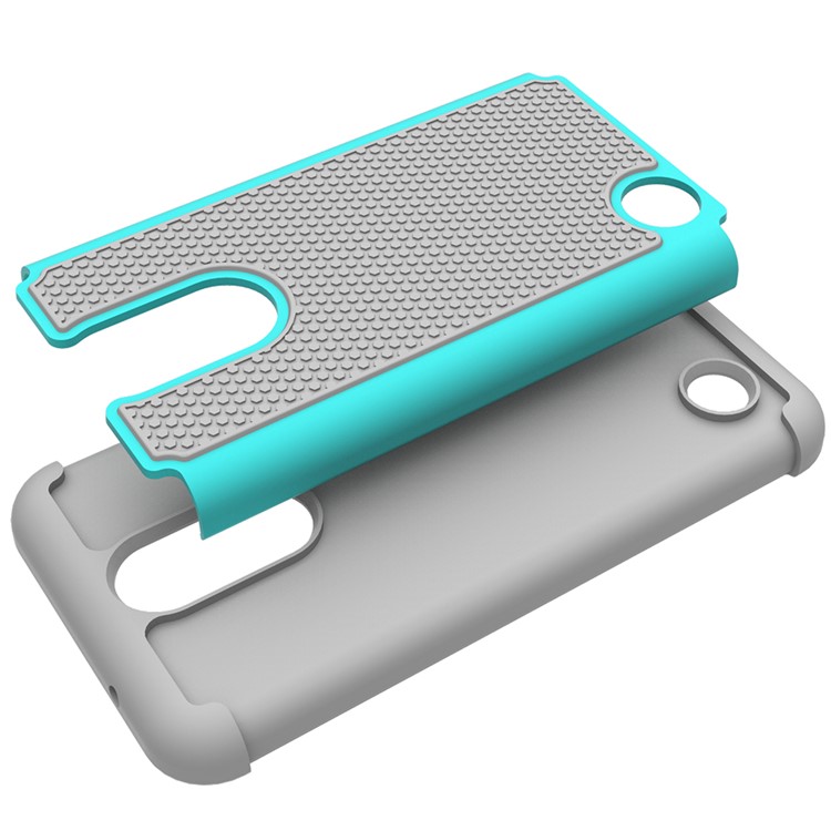 Football Grain Hybrid PC + Silicone Protective Phone Accessory Case for LG K4 (2017) US Version - Grey / Baby Blue-2