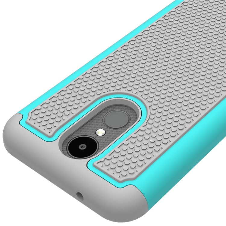 Football Grain Hybrid PC + Silicone Protective Phone Accessory Case for LG K4 (2017) US Version - Grey / Baby Blue-4