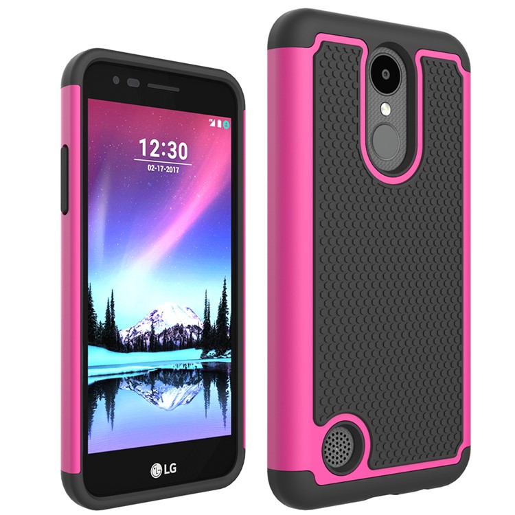 Football Grain Hybrid PC + Silicone Shield Casing for LG K4 (2017) US Version - Rose-1