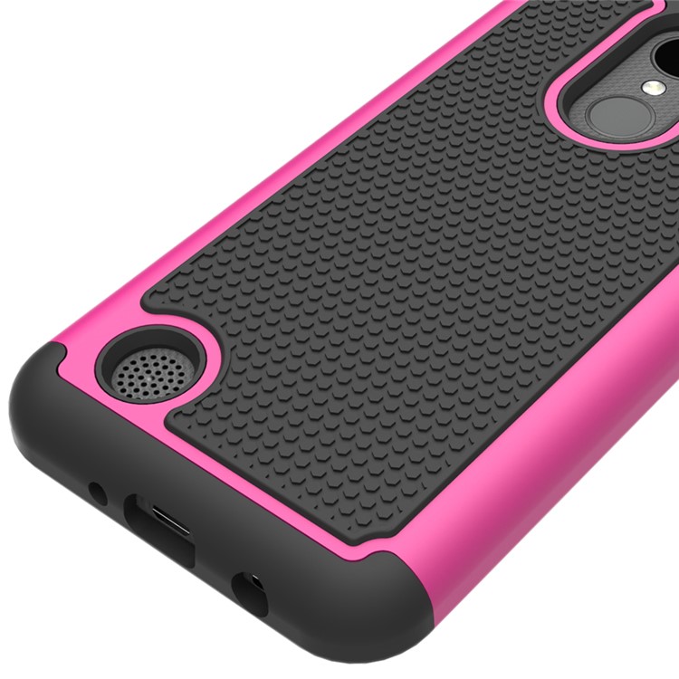 Football Grain Hybrid PC + Silicone Shield Casing for LG K4 (2017) US Version - Rose-3