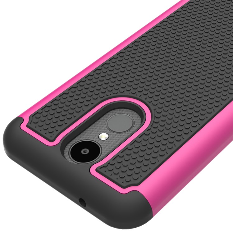 Football Grain Hybrid PC + Silicone Shield Casing for LG K4 (2017) US Version - Rose-4