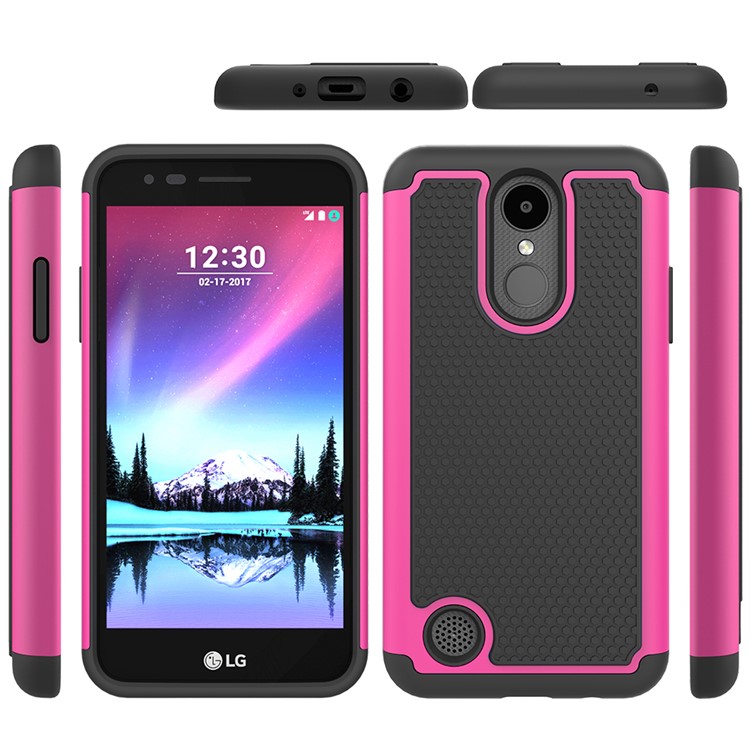 Football Grain Hybrid PC + Silicone Shield Casing for LG K4 (2017) US Version - Rose-5