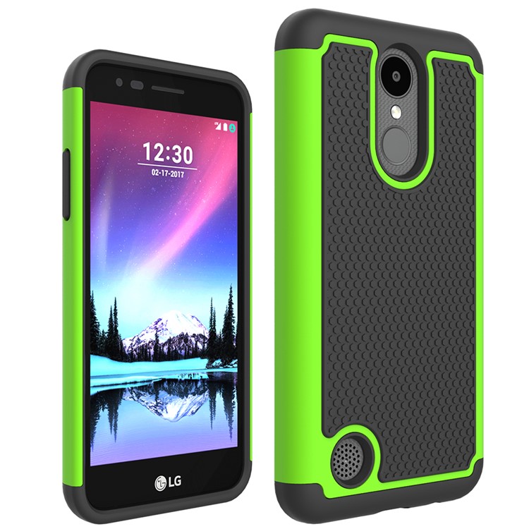 Football Grain Hybrid PC + Silicone Shield Cover for LG K4 (2017) US Version - Green-1