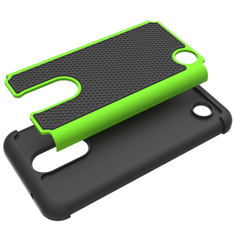 Football Grain Hybrid PC + Silicone Shield Cover for LG K4 (2017) US Version - Green-2