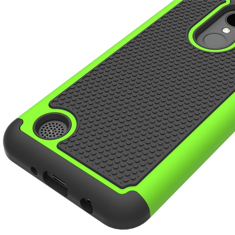 Football Grain Hybrid PC + Silicone Shield Cover for LG K4 (2017) US Version - Green-3