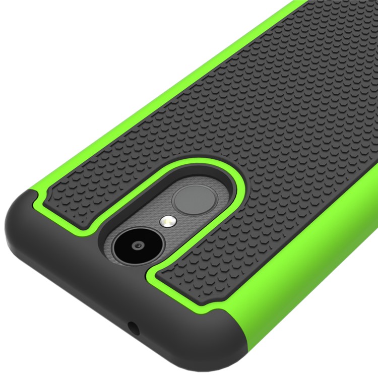 Football Grain Hybrid PC + Silicone Shield Cover for LG K4 (2017) US Version - Green-4