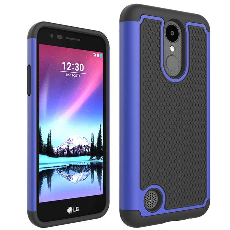 Football Grain Hybrid PC + Silicone Shield Phone Accessory Case for LG K4 (2017) US Version - Dark Blue-1
