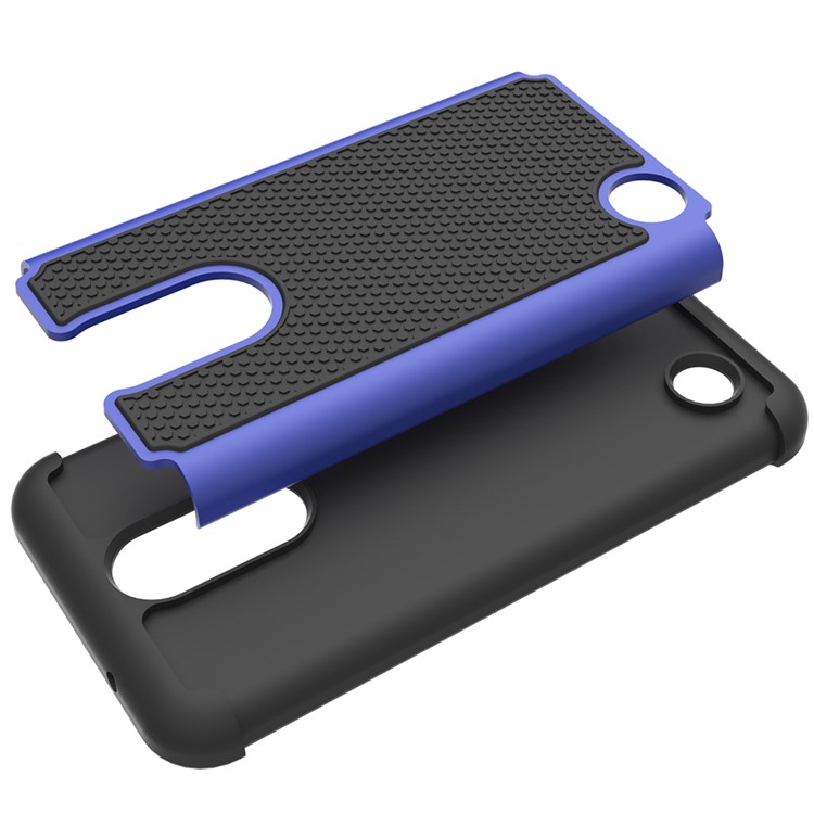 Football Grain Hybrid PC + Silicone Shield Phone Accessory Case for LG K4 (2017) US Version - Dark Blue-2