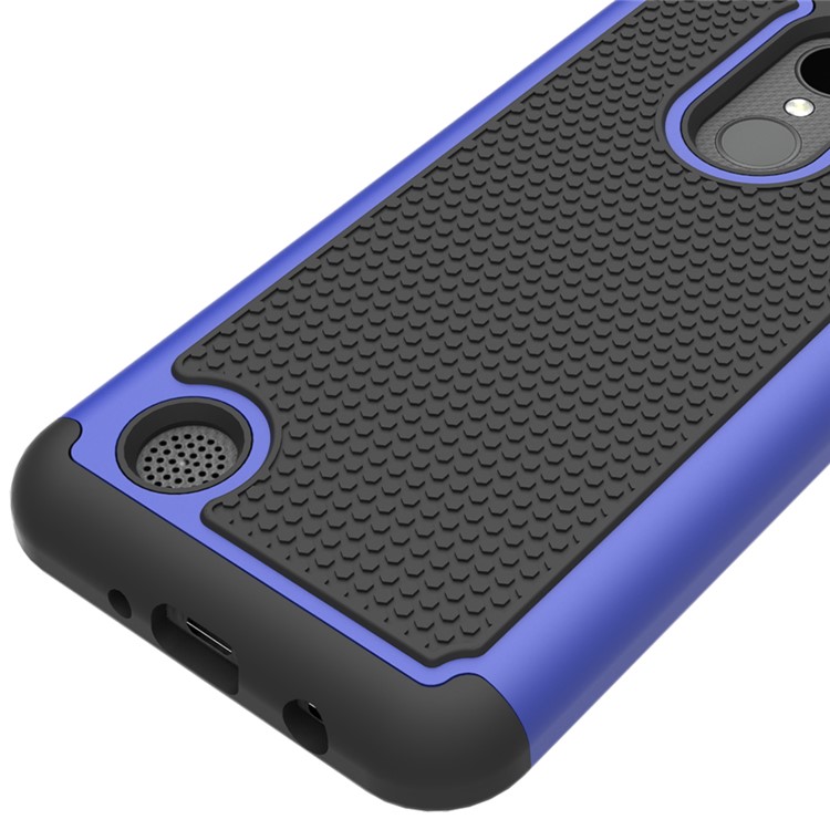 Football Grain Hybrid PC + Silicone Shield Phone Accessory Case for LG K4 (2017) US Version - Dark Blue-3