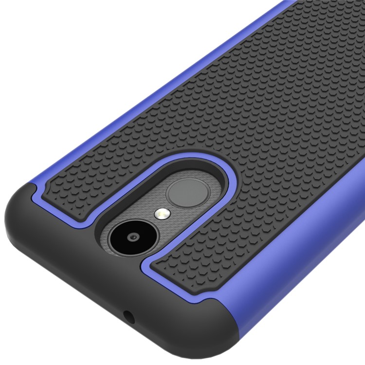 Football Grain Hybrid PC + Silicone Shield Phone Accessory Case for LG K4 (2017) US Version - Dark Blue-4
