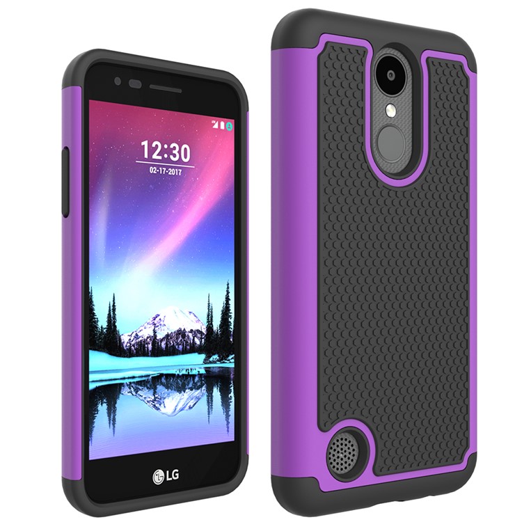 Football Grain Hybrid PC + Silicone Protective Case for LG K4 (2017) US Version - Purple-1