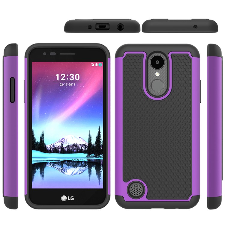 Football Grain Hybrid PC + Silicone Protective Case for LG K4 (2017) US Version - Purple-5