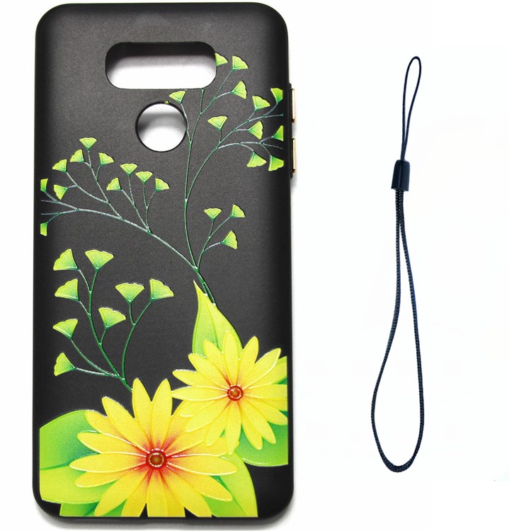 Rubberized Embossment Pattern Printing TPU Case for LG G6 - Ginkgo Leaves and Chrysanthemum-1