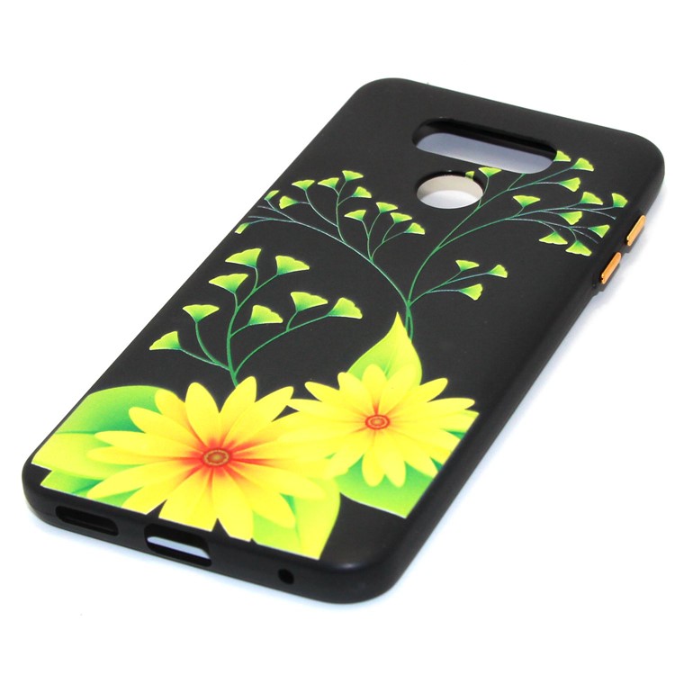 Rubberized Embossment Pattern Printing TPU Case for LG G6 - Ginkgo Leaves and Chrysanthemum-2