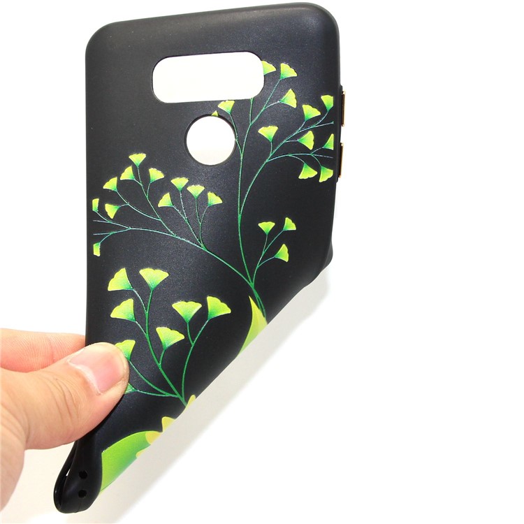 Rubberized Embossment Pattern Printing TPU Case for LG G6 - Ginkgo Leaves and Chrysanthemum-4